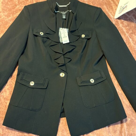 White House Black Market ruffle collar black blazer NWT - Picture 10 of 13